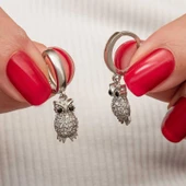 Gümüş Sallantılı Baykuş Kadın Küpe SL9015 thumbnail 1