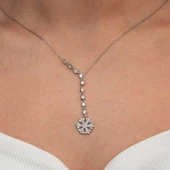 Gümüş Sıralı Zirkon Taşlı Kar Tanesi Kadın Kolye SL9138 thumbnail 6