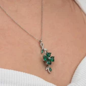 Gümüş Dönen Yeşil Yonca Kadın Kolye SL9051 thumbnail 5