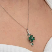 Gümüş Dönen Yeşil Yonca Kadın Kolye SL9051 thumbnail 7