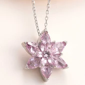 Gümüş Pembe Lotus Çiçeği Kolye SL5984 thumbnail 1