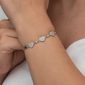 Gümüş Üçlü Kalp Kadın Bileklik SL8974 thumbnail 4