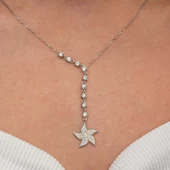Gümüş Sıralı Zirkon Taşlı Deniz Yıldızı Kadın Kolye SL9216 thumbnail 2
