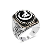 Gümüş Hilal Bozkurt Oval Erkek Yüzük  SL4623 thumbnail 1