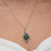 Gümüş Dönen Yeşil Yonca Kadın Kolye SL9051 thumbnail 6