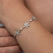 Gümüş Beyaz Lotus Çiçeği Kadın Bileklik SL8970 thumbnail 4