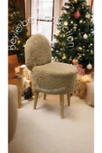 BEYLERBEYİ Makyaj pufu, sırtlı puf, kahverengi peluş. Bench,puf, yüksek ayaklı puf - 3