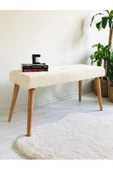 BEYLERBEYİ Ahşap Ayaklı Handmade Geniş Oturum  Krem welsoft Kumaş  bench ,ayak ucu uzatmalık,berjer, koltuk - 1
