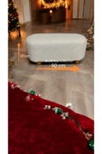 BEYLERBEYİ Krem peluş kumaş puf ,Ev içi oturma pufu , dekoratif puf, kapı kenarı puf , - 2