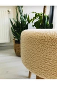 BEYLERBEYİ Coco Puf, Peluş,3 Ayak, krem,oturma Odası, Makyaj Masası Pufu - 4