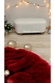 BEYLERBEYİ Krem peluş kumaş puf ,Ev içi oturma pufu , dekoratif puf, kapı kenarı puf , - 5