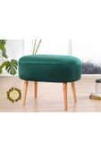 BEYLERBEYİ Gürgen Ahşap Ayak düz Kumaş Oval  Puf Bench Tabure Sandalye - 1
