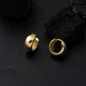 1,5 cm. Çaplı Kalın Altın Halka Küpe 14 Ayar thumbnail 5