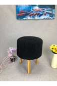 BEYLERBEYİ Coco Puf, Peluş,3 Ayak, SİYAH,oturma Odası, Makyaj Masası Pufu - 1