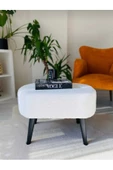 BEYLERBEYİ Gürgen Ahşap Ayak welsoft Kumaş Oval Pufidik Puf Bench Tabure Sandalye berjer koltuk - 2