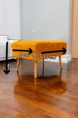 BEYLERBEYİ Retro Gürgen Ceviz Renk Ahşap Ayaklı Geniş Oturum Alanlı Özel Tasarım kare Bench Turuncu thumbnail 1