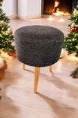 BEYLERBEYİ Coco Puf, Keten Kumaş,3 Ayak,oturma Odası, Makyaj Masası Pufu thumbnail 2