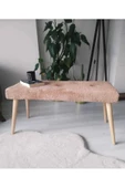 BEYLERBEYİ Ahşap Ayaklı Handmade Geniş Oturum Alanlı  welsoft Kumaş Pofidik Puf bench ,ayak ucu uzatmalık - 4