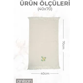 2'li Bej Yeşil Zeytin Detaylı Mutfak Havlusu %100 Pamuk  - 40x70 cm El ve Yüz Havlusu - 1