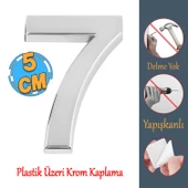 Yapışkanlı Kapı Numarası Küçük Boy 50 mm 5 cm Numara 7 Rakam Yedi Sayısı Krom Renk Numaralar 1 Adet - 1