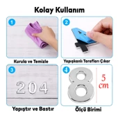 Yapışkanlı Kapı Numarası Küçük Boy 50 mm 5 cm Numara 8 Rakam Sekiz Sayı Krom Renk Numaralar 1 Adet - 2