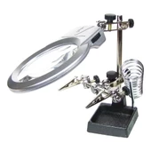 Ayarlanabilir Başlıklı Elektronikçi Yardım Lehim Standı Ile Ledli Büyüteç thumbnail 1