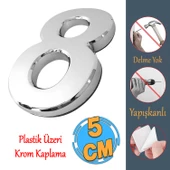 Yapışkanlı Kapı Numarası Küçük Boy 50 mm 5 cm Numara 8 Rakam Sekiz Sayı Krom Renk Numaralar 1 Adet - 1
