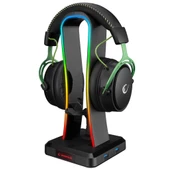 Rampage RM-H77 X-BASE Siyah RGB Işıklı 4*Usb Port Kulaklık İçin Stand - 6
