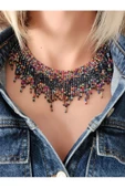 Kristal Boncuk Tasma Choker Model El Yapımı Kolye - 2