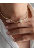 Prenses Taşlı Kalp Aşk Love Pandor Gold Altın Kaplama Kolye - 3