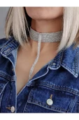 14 Sıralı Zincir Dokuma Sallantılı Vücut Tasma Choker El Yapımı Kolye - 2