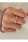 Baget Model Yarım Tur Gümüş Silver Renk Eklem Yüzük - 2