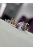 Baget Model Yarım Tur Geometrik Gümüş Silver Renk Eklem Yüzük - 3