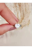 Kalp Model Zirkon Taşlı Model Gümüş Renkli Kıkırdak Sıkıştırmalı Küpe Earcuff - 3