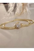 Prenses Taşlı Kalp Aşk Love Pandor Gold Altın Kaplama Kolye - 1