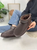 Günlük Kadın Mini Deri Bot Desenli Yüksek Taban İçi Kürklü Rahat Hafif Kısa Bootie 800-U - 1