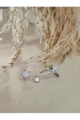 Yıldız Model Zirkon Taşlı Model Gümüş Renkli Kıkırdak Sıkıştırmalı Küpe Earcuff - 2