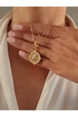Kuzey Yıldızı Pusula Charm İndigo Altın Kaplama Çelik Kolye - 3