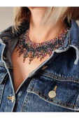 Kristal Boncuk Tasma Choker Model El Yapımı Kolye - 1