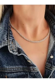 Zırh Örgü Zincir Model Çelik Zincir Dokuma İnce El Yapımı Kolye - 2