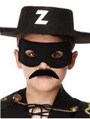 NessiWorldSiyah Renk Zorro Şapkası Zorro Maskesi ve Zorro Bıyık Çocuk Boy - 1