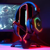 Rampage RM-H66 GUARD Siyah RGB Işıklı 2*Usb Port Kulaklık İçin Stand - 5
