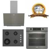Altus Gri Cam Ankastre Set 322 G Turbo - 189 Dg Woklu - 510 G Davlumbaz - SürahiHediyeli - 1