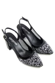 Erkan Saçmacı Panula  Exclusive Siyah Taşlı Fileli Arkası Açık Abiye Ayakkabı thumbnail 1