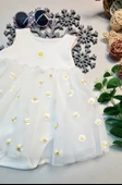Kız Bebek Tüllü Papatyalı Alttan Çıtçıtlı Yazlık Body Elbise - 2