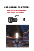 Şarjlı El Feneri Hem Aydınlatma Hem Fener 3W LED Çok Işık, Orta Seviye Işık, Flaşör  360° SMD Lamba - 2