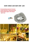 USB GİRİŞLİ SARI IŞIKLI  LED IŞIK 20 METRE EV, BAHÇE, OFİS , ÇEŞİTLİ EŞYA SÜSLEME ŞERİT LED - 4