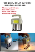 Solar Güneş Enerjili  Şajlı El Feneri,Fonksiyonlu Filament,COB ve 3W Ön Led Powerbank Özelikli Lamba - 2