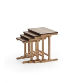 Walnut Dörtlü Zigon Sehpa |Ceviz | Kayın Sehpa - 1