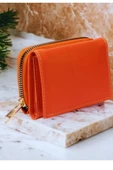 Kadın Fermuarlı Ve Çıtçıtlı Bozuk Para Bölmeli Şık Turuncu Cüzdan Kartlık Aksesuar thumbnail 2